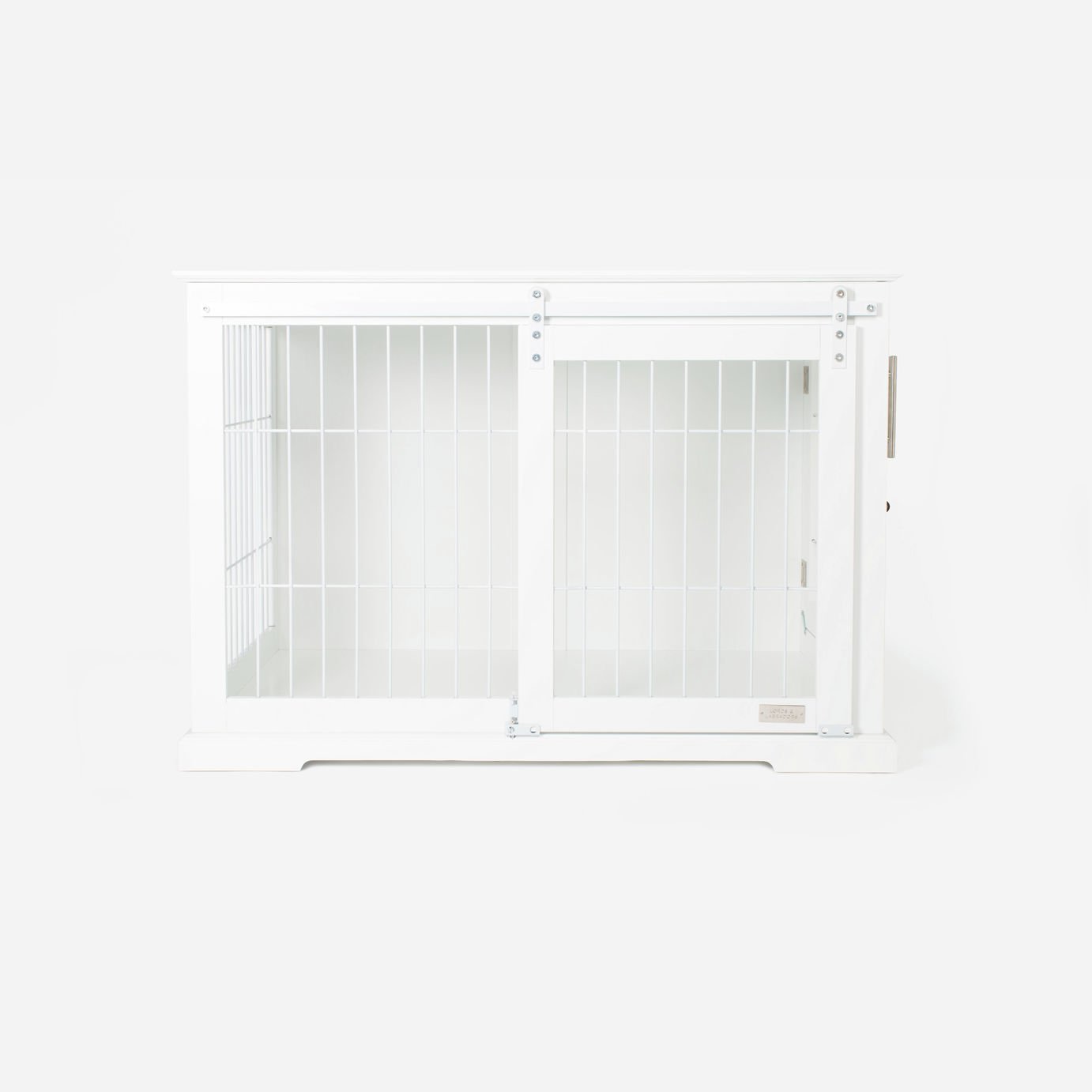 Lords & Labradors Wooden Sliding Door Dog Crate White- Large