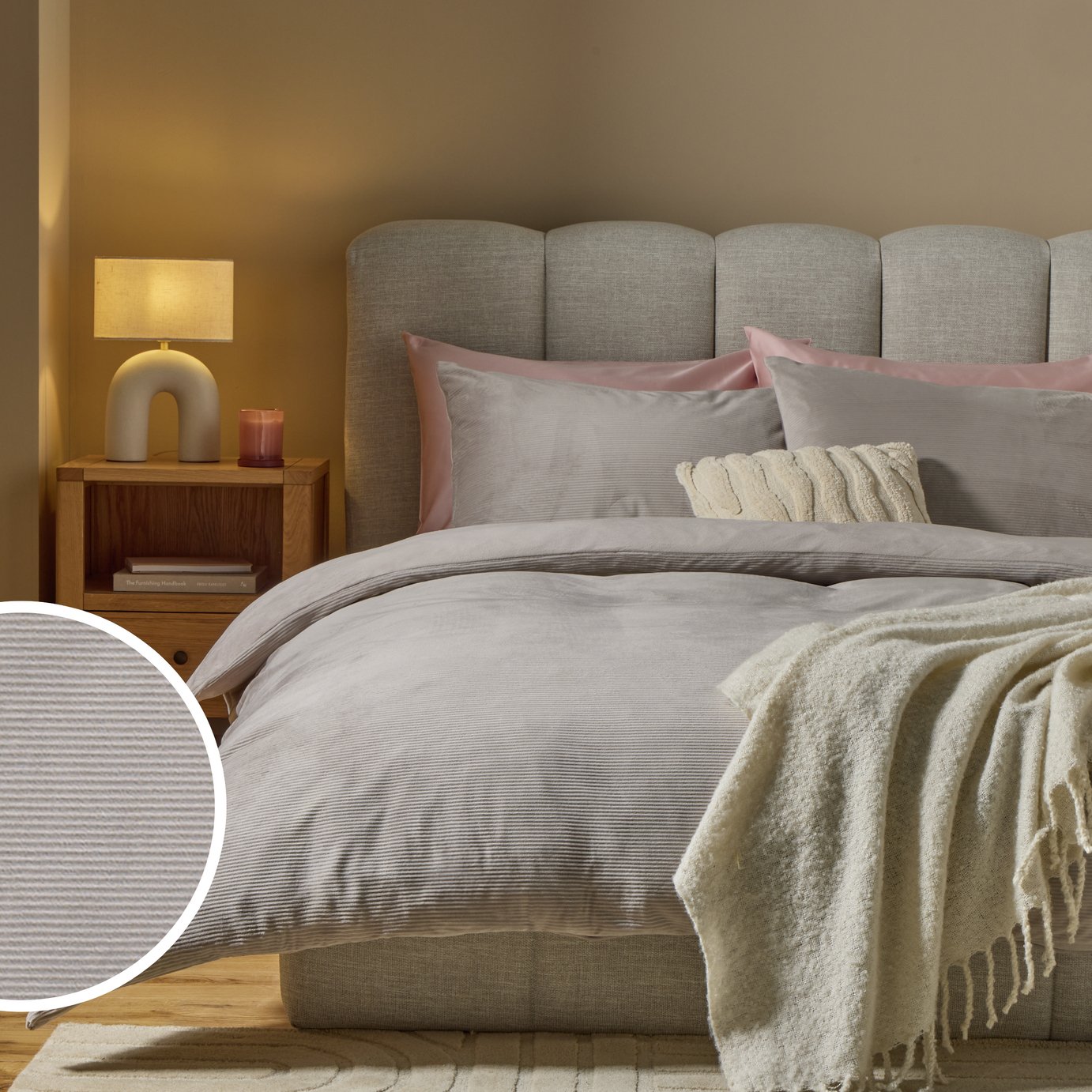 Argos Home Cord Fleece Grey Bedding Set
