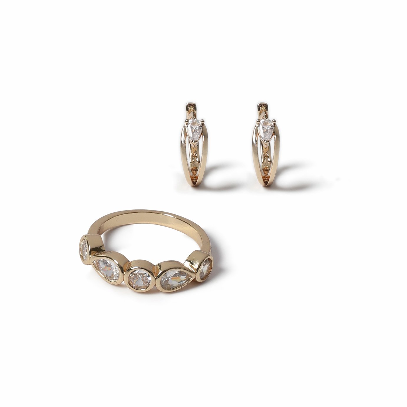 Liars & Lovers Bezel Crystal Hoop Earrings and Ring Set