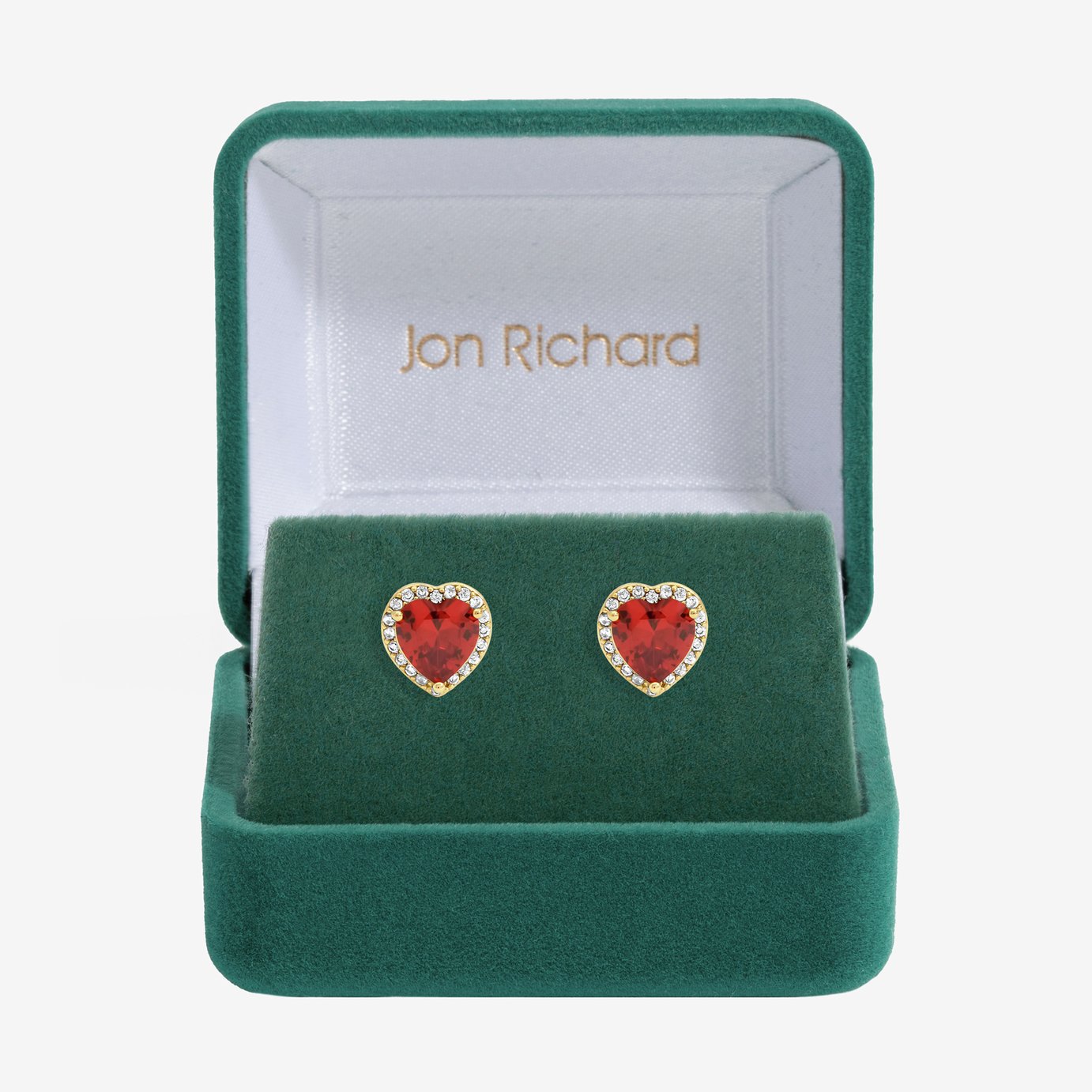 Jon Richard Gold Plated Red Heart Drop Earrings