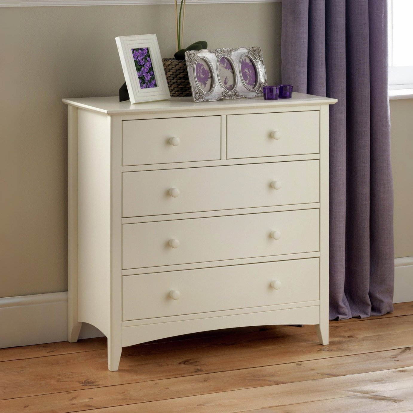 Julian Bowen Cameo 5 Drawer Chest - Off White