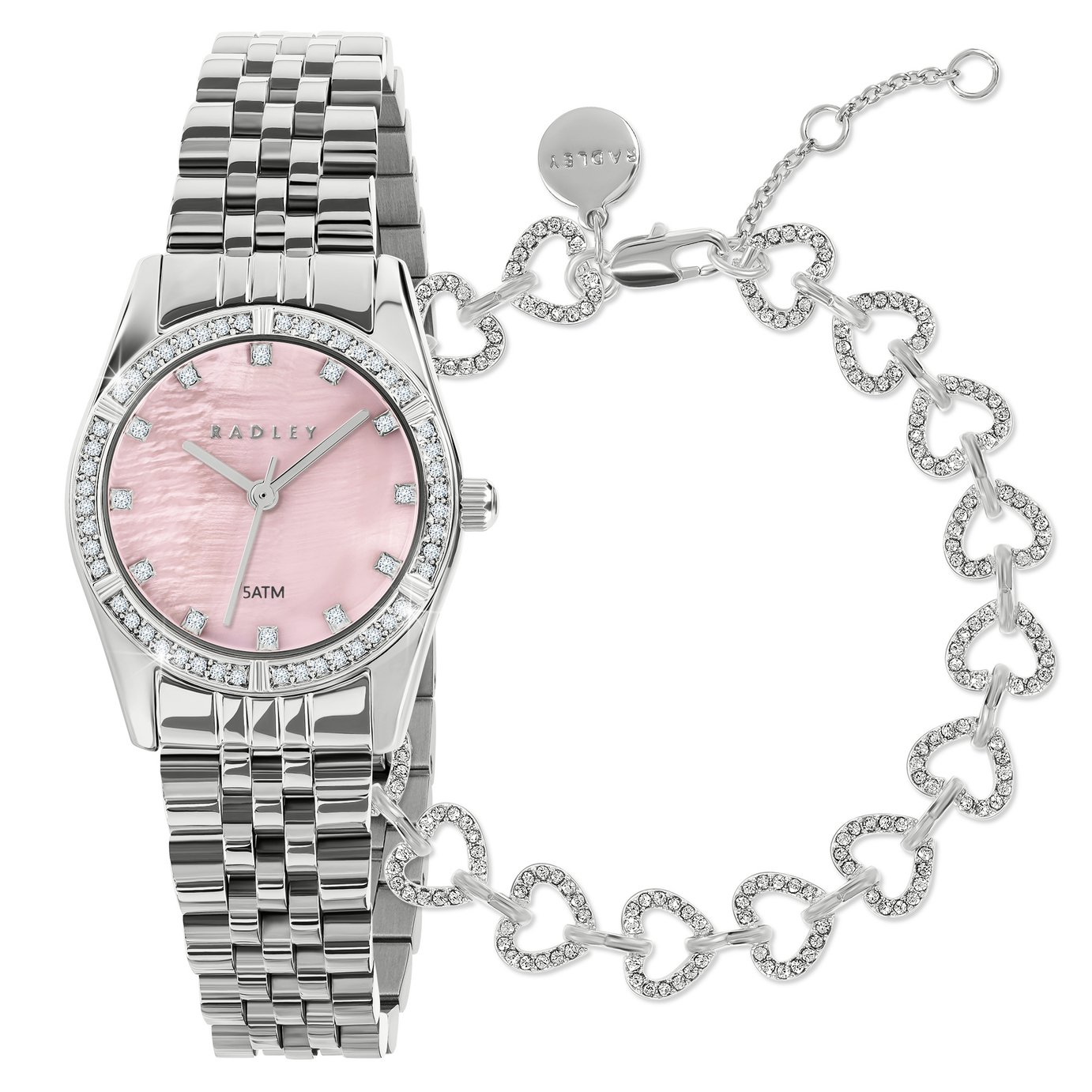 Radley Soft Sports Silver Stone Set Watch and Bracelet Set