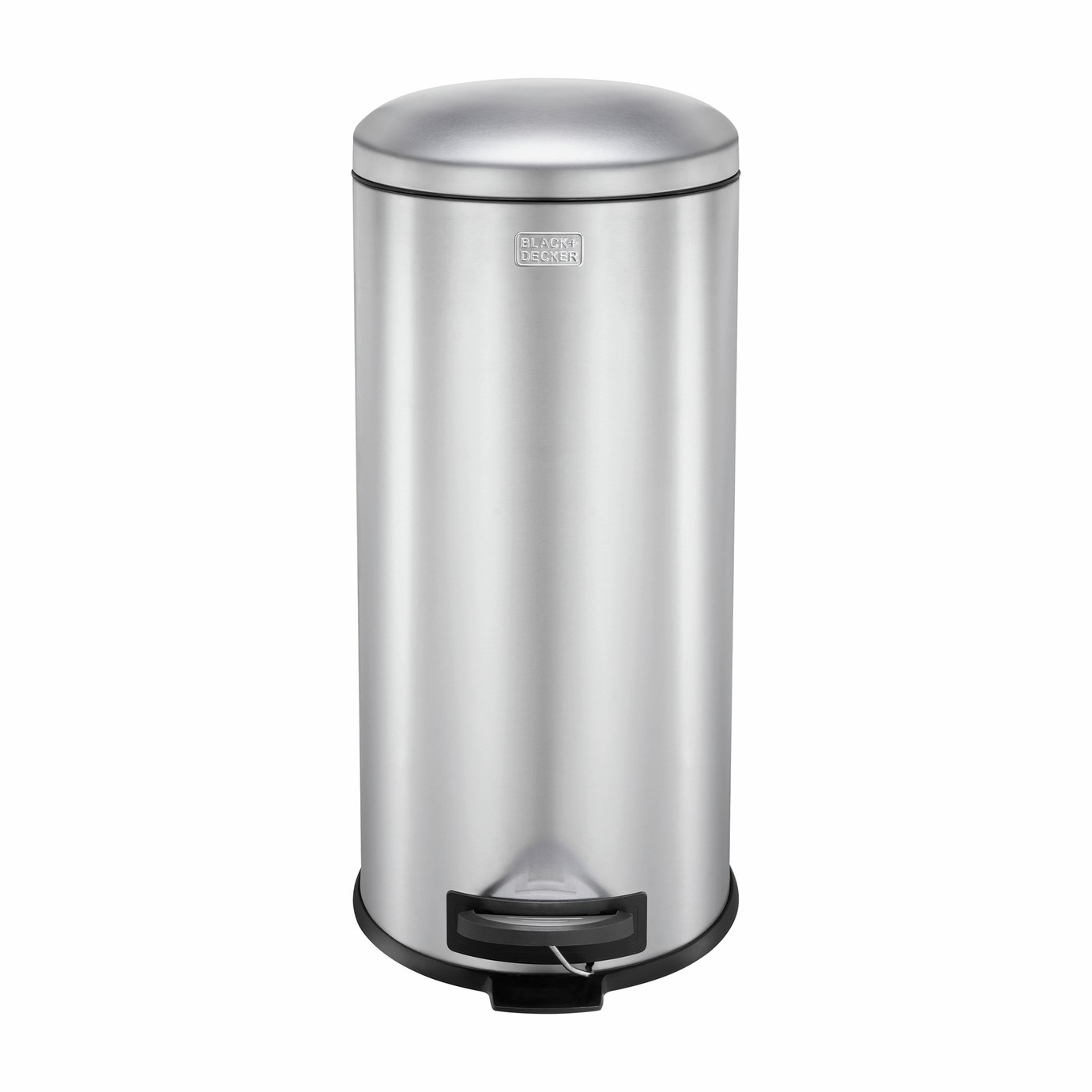 Black + Decker 30 Litre Dome Lid Pedal Bin - Stainless Steel