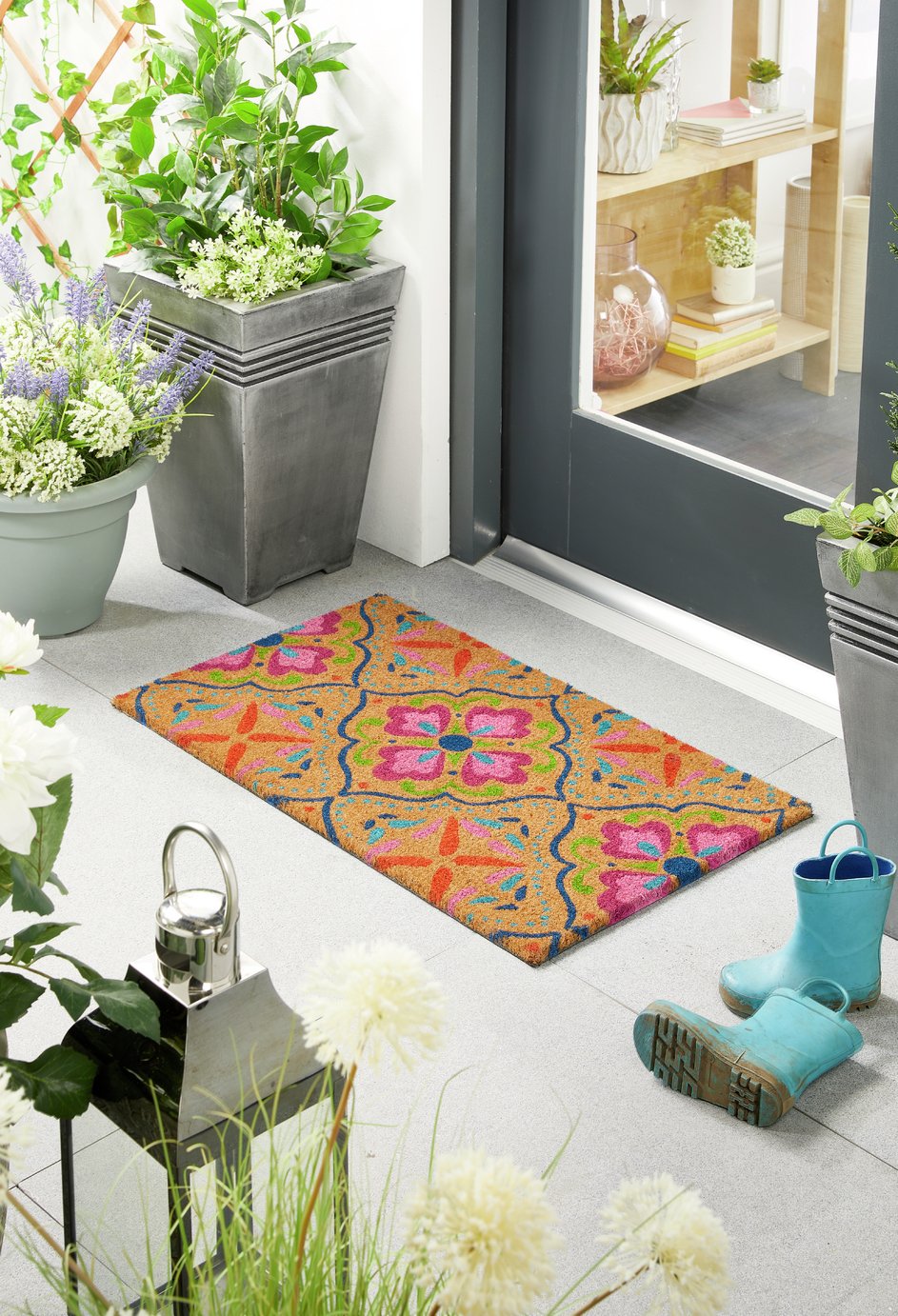 My Mat Printed Coir Bright Tile Doormat - 45x75cm