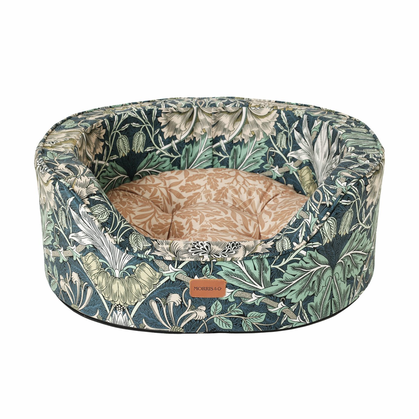 Morris & Co Honeysuckle & Acorn Print Oval Bed - Medium