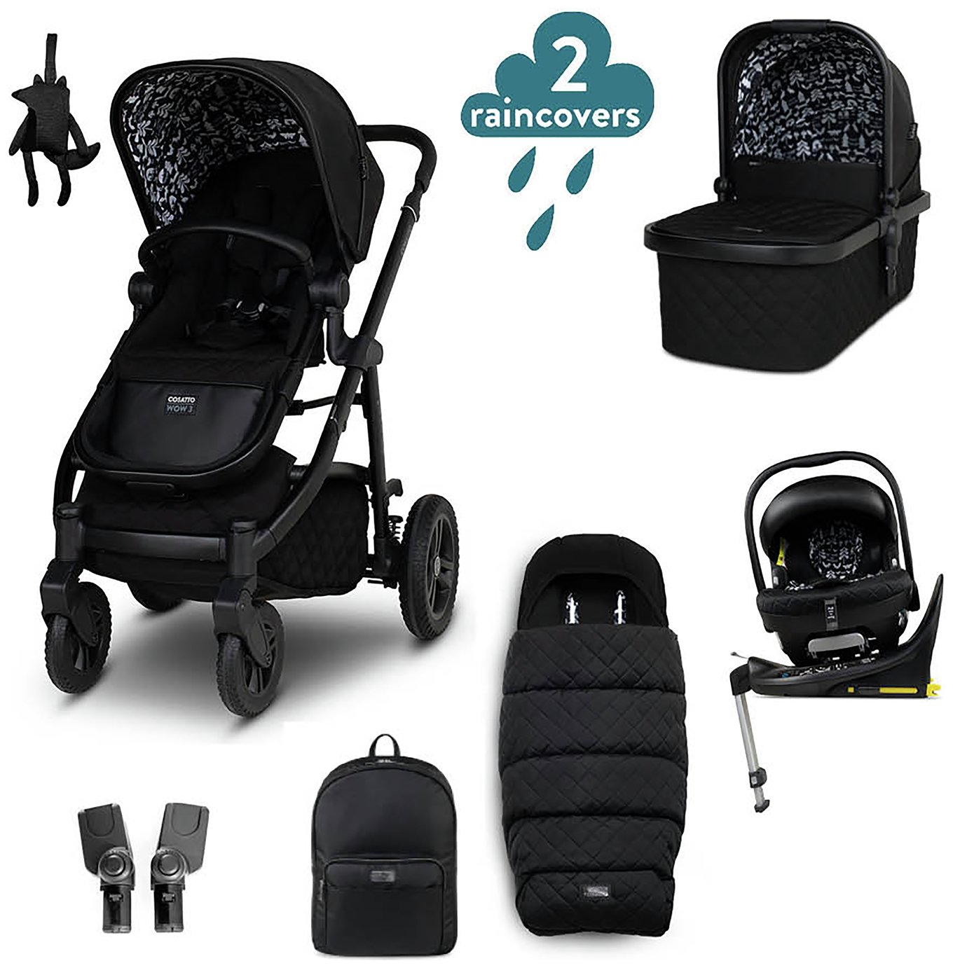 Cosatto Wow 3 Everything 7 piece Travel System Silhouette