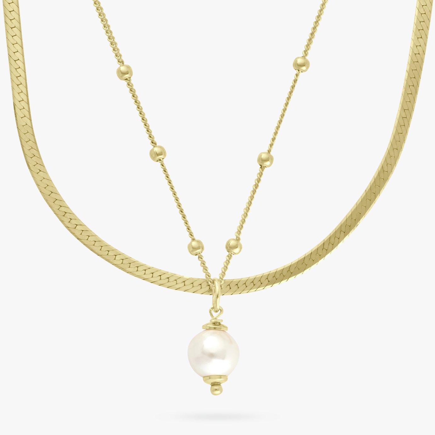 Revere 9ct Gold Plated Double Strand Pear Pendant Necklace