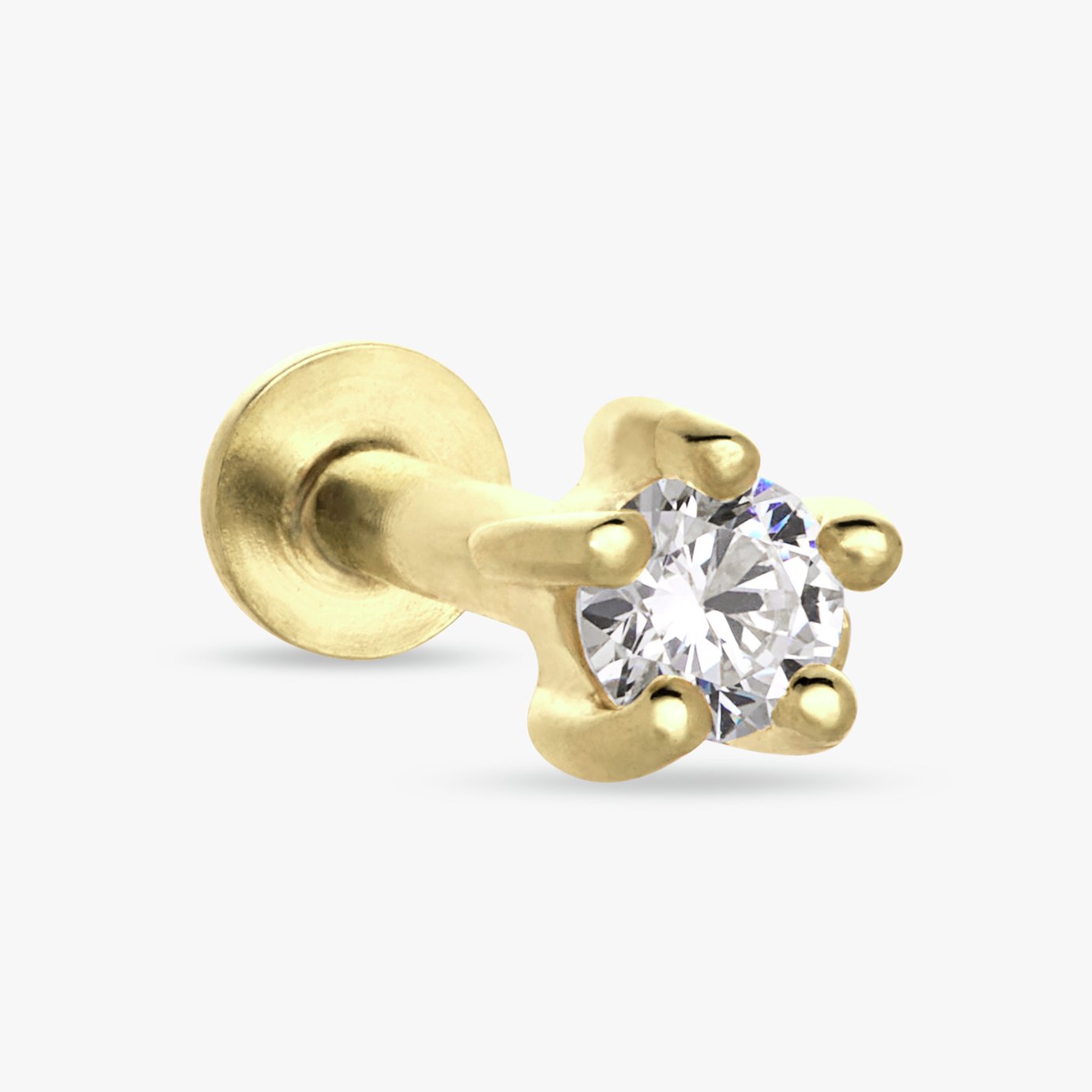 Revere Gold Plated Silver Cubic Zirconia Flatback Earring