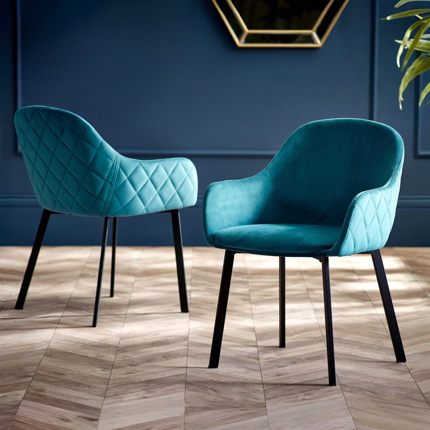 Julian Bowen Lima Pair of Velvet Dining Chairs - Teal