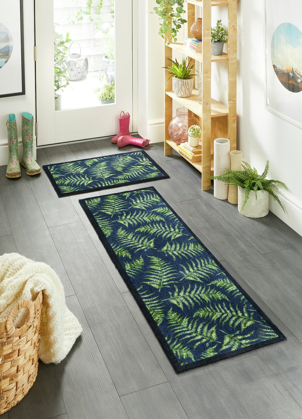 My Mat Fern Leaves Short Pile Runner - 50x150cm