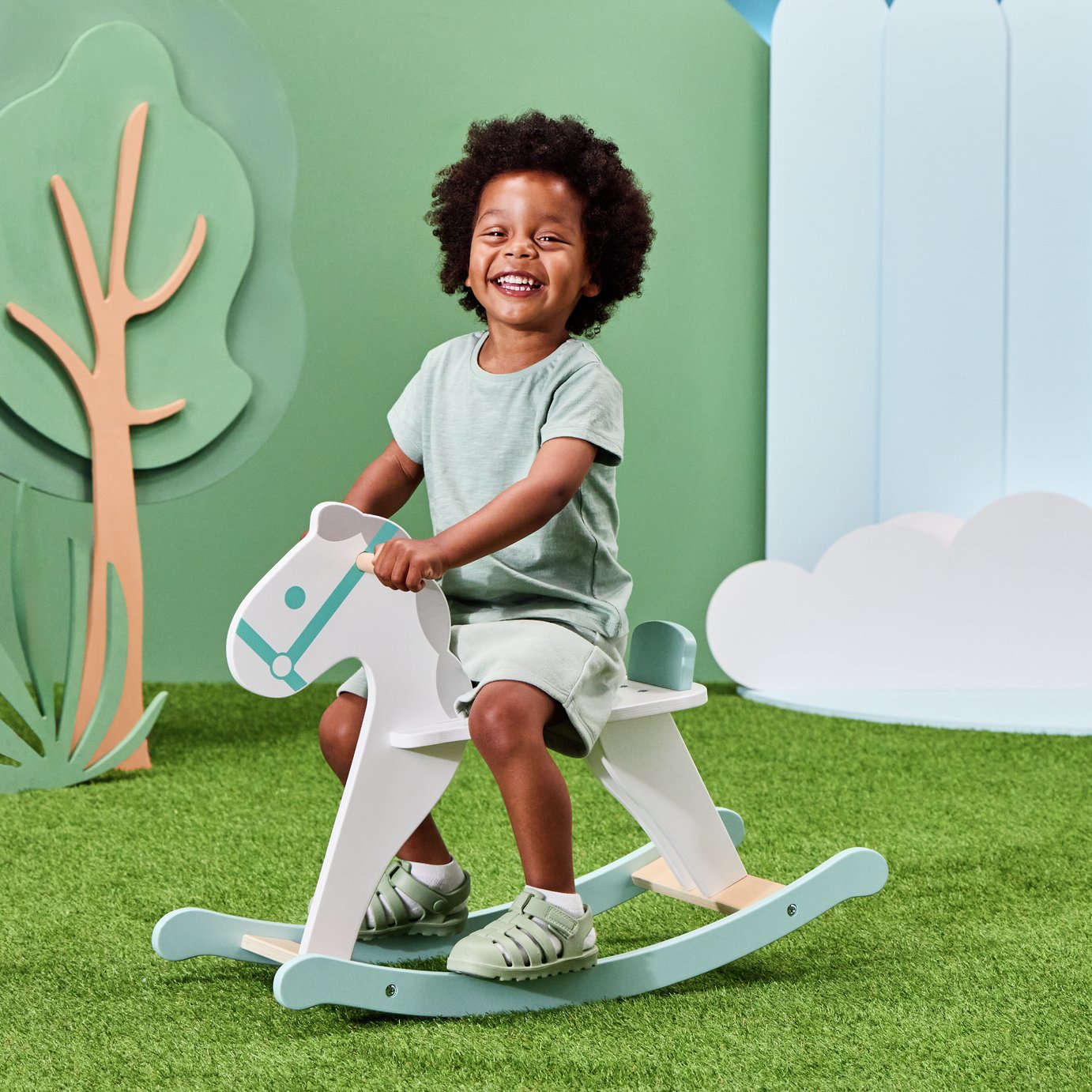 Chad Valley Wooden Rocking Horse Activity Toy 