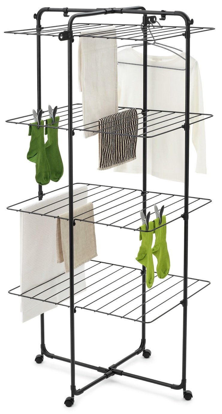 Brabantia 30m 4 Tier Hang On Tower Clothes Airer - Black