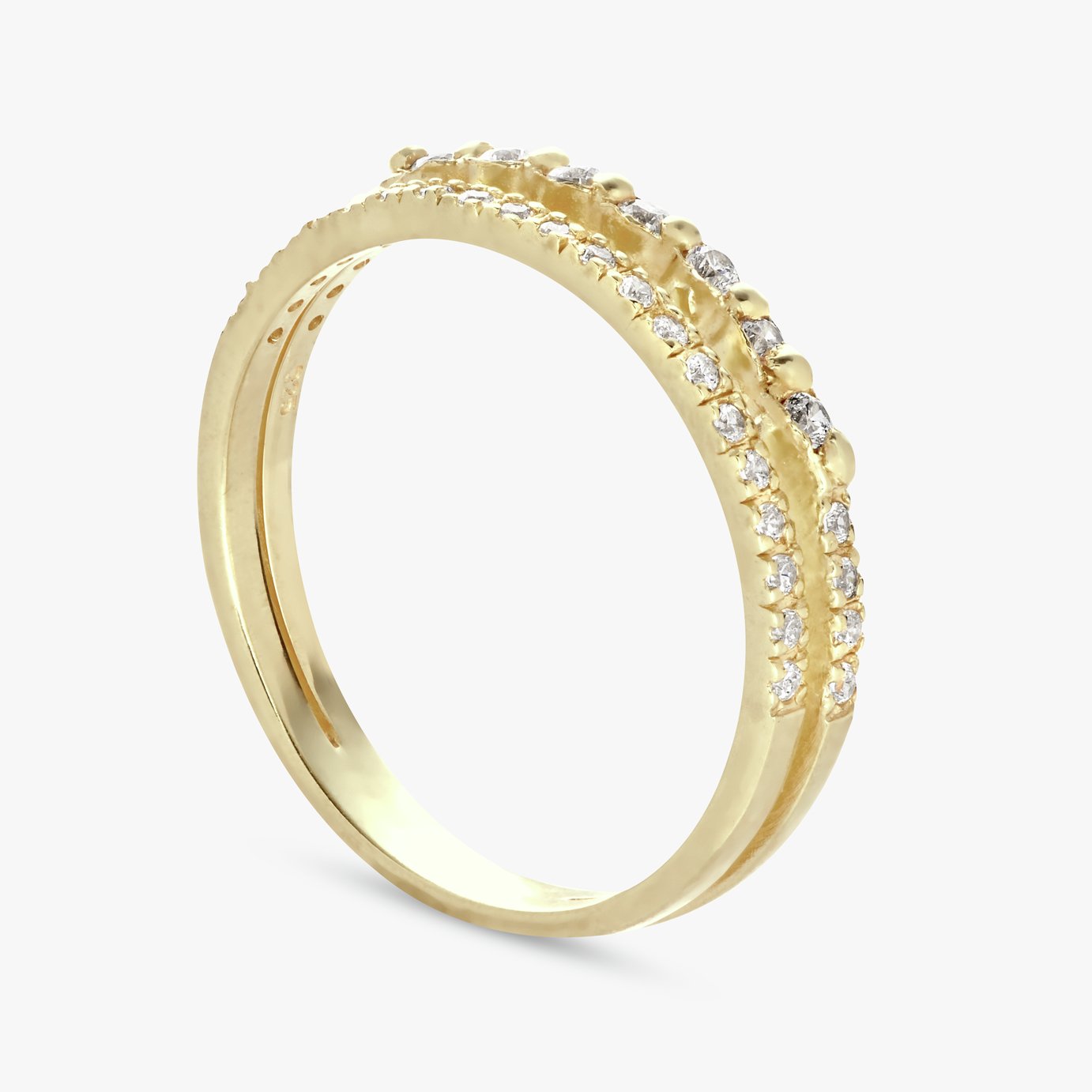 Revere Gold Plated Sterling Silver Double Band Ring - Medium