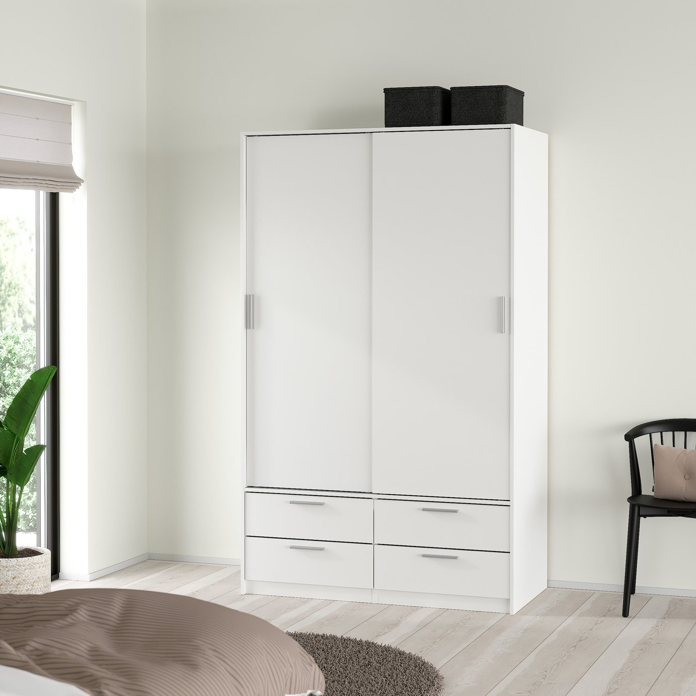 Furniture To Go Line 2 Doors 4 Drawers Wardrobe - White