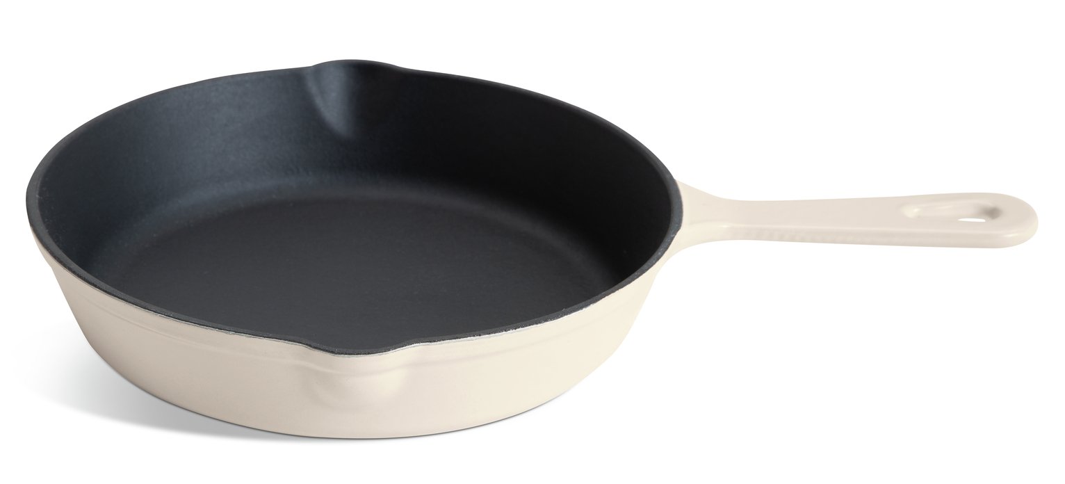 Habitat 19.5 cm Cast Iron Frying Pan - Cream