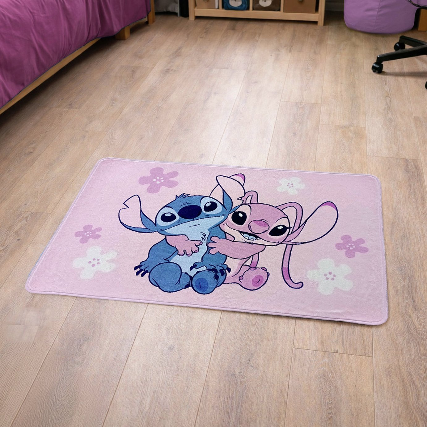 Disney Stitch Flowers Lilac Rug - 65x100cm