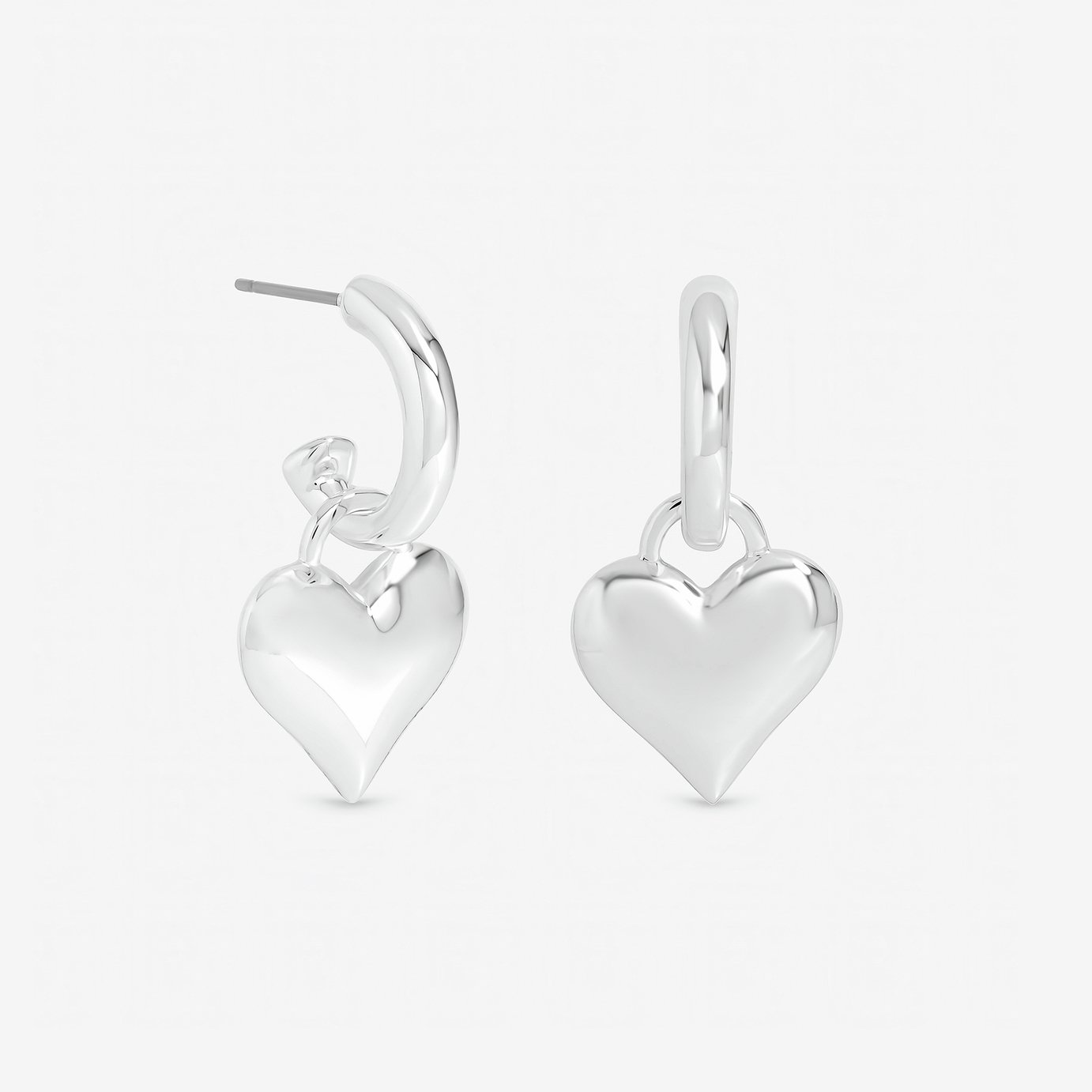 Lipsy Mood Silver Plated Polished Heart Hoop Earrings