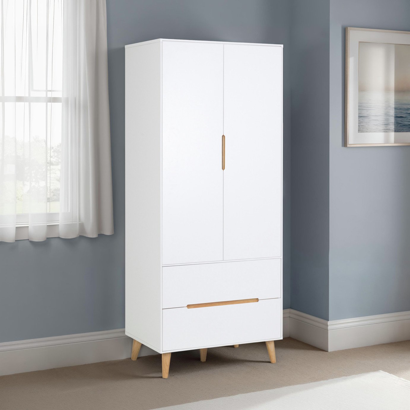 Julian Bowen Alicia 2 Door 2 Drawer Wardrobe - White