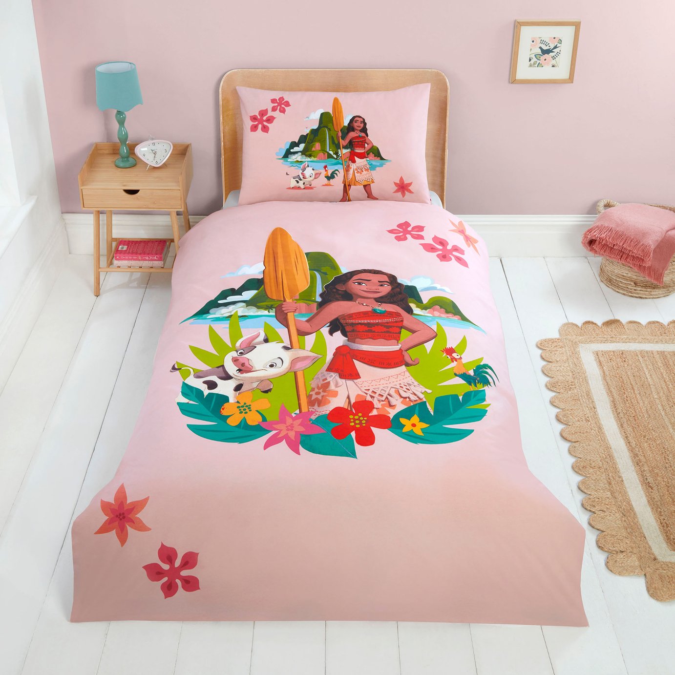 Disney Moana Kids Tropical Pink Bedding Set - Single