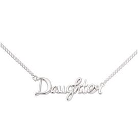 Moon & Back Sterling Silver Daughter Script Pendant Necklace