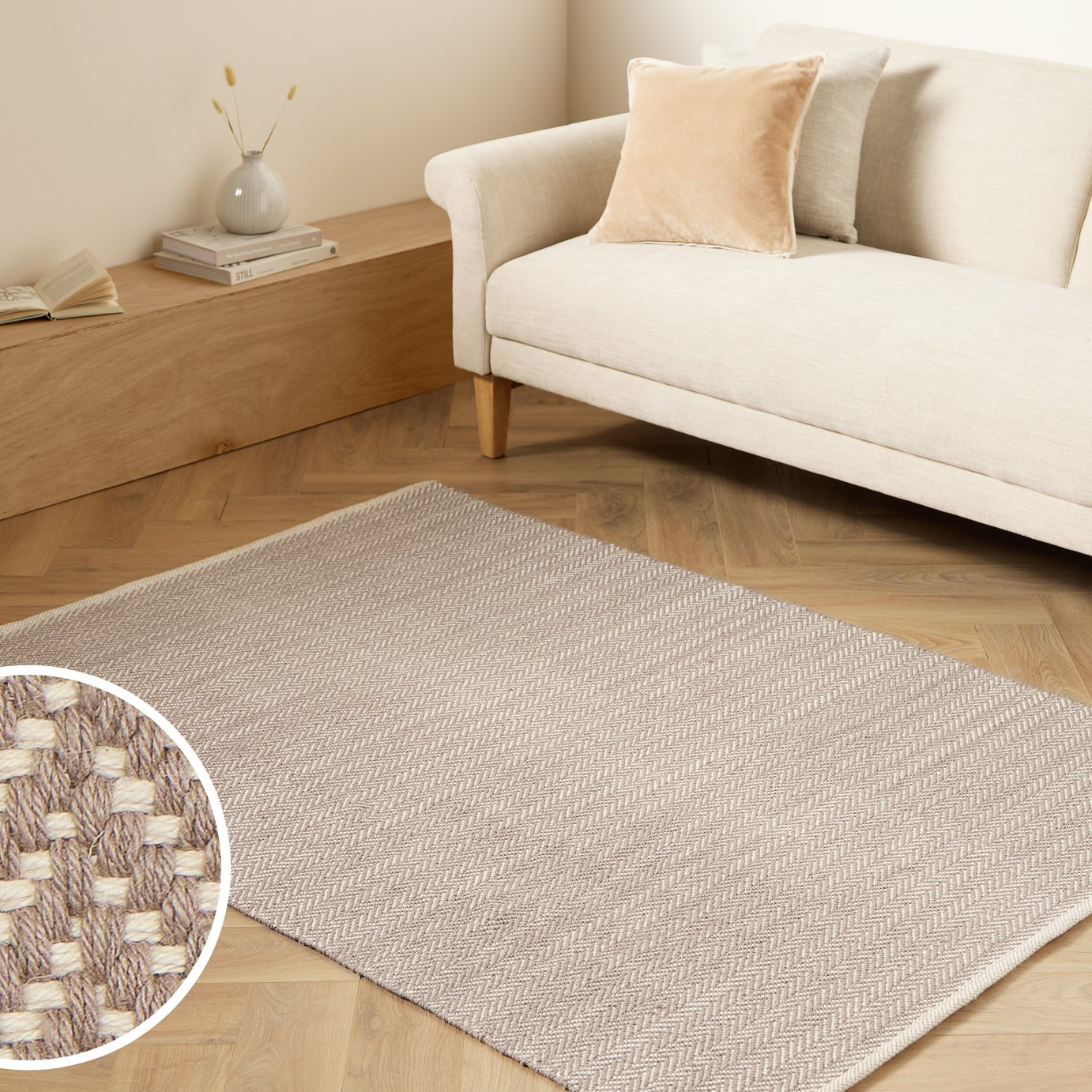 Argos Home Herringbone Cotton Flatweave Rug