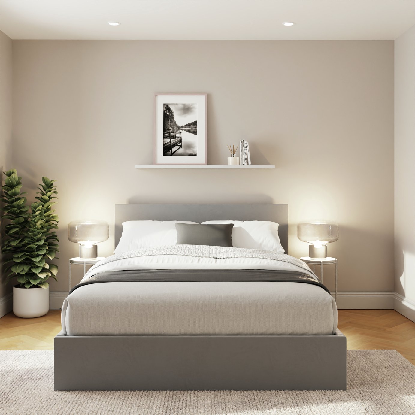 GFW End Lift Velvet Ottoman Bed