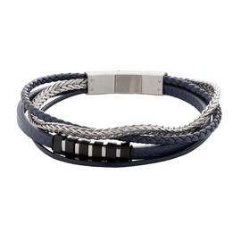 Revere Men's Stainless Steel Four Strand Leather Bracelet