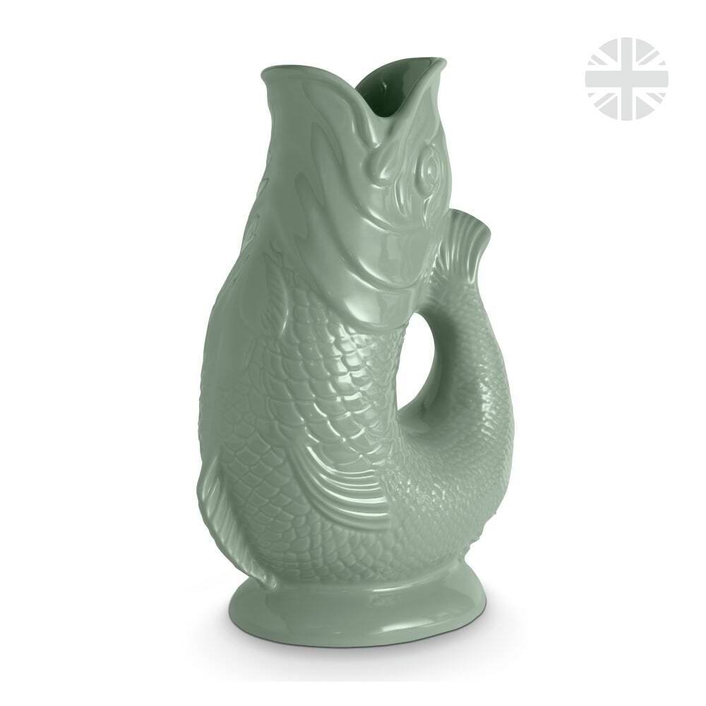 Wade Ceramic Clay Fish Jug - Sage Green
