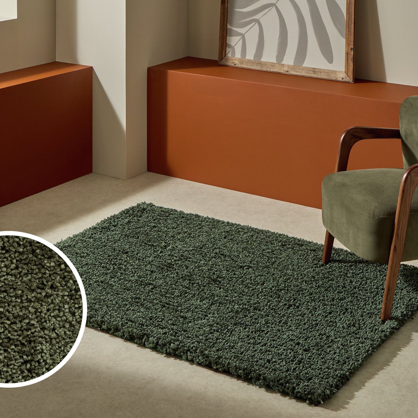 Habitat Noodle Olive Rug - 200x290cm