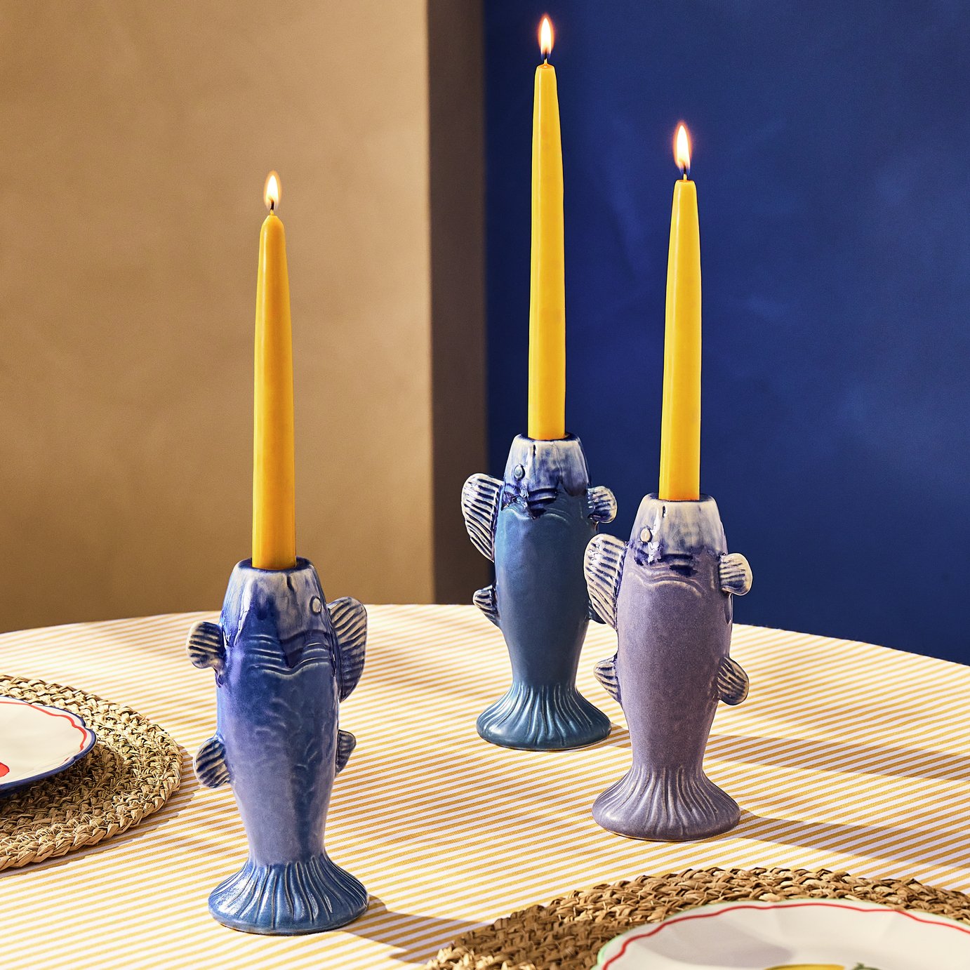 Argos Home Ceramic Fish Dinner Candle Holders - Set of 3