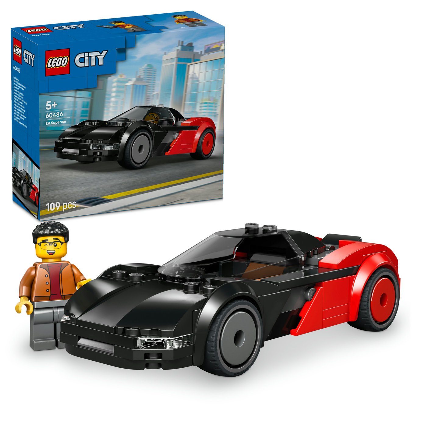 LEGO City EV Supercar Toy - Car Model with Minifigure 60486