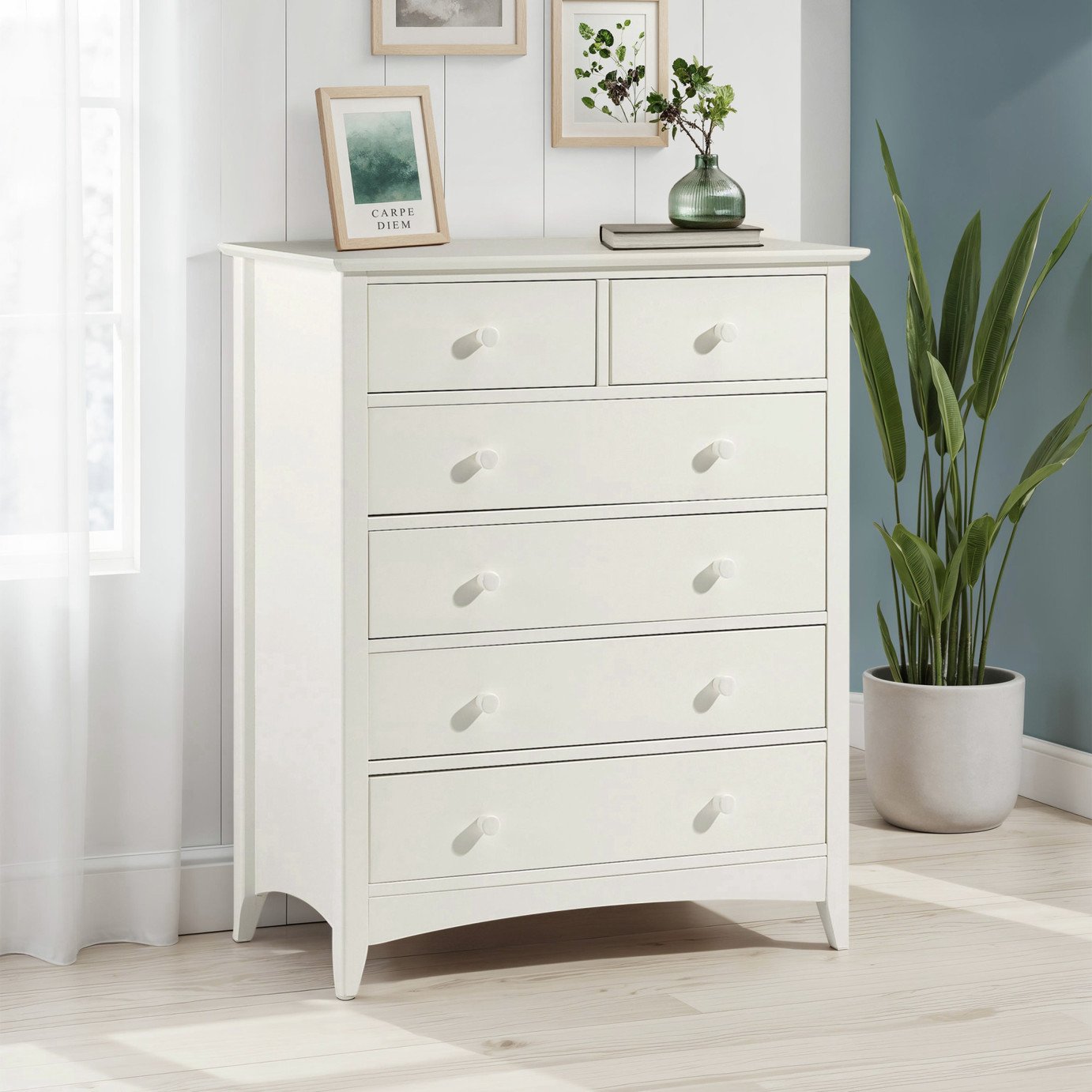 Julian Bowen Cameo 6 Drawer Chest - Off White