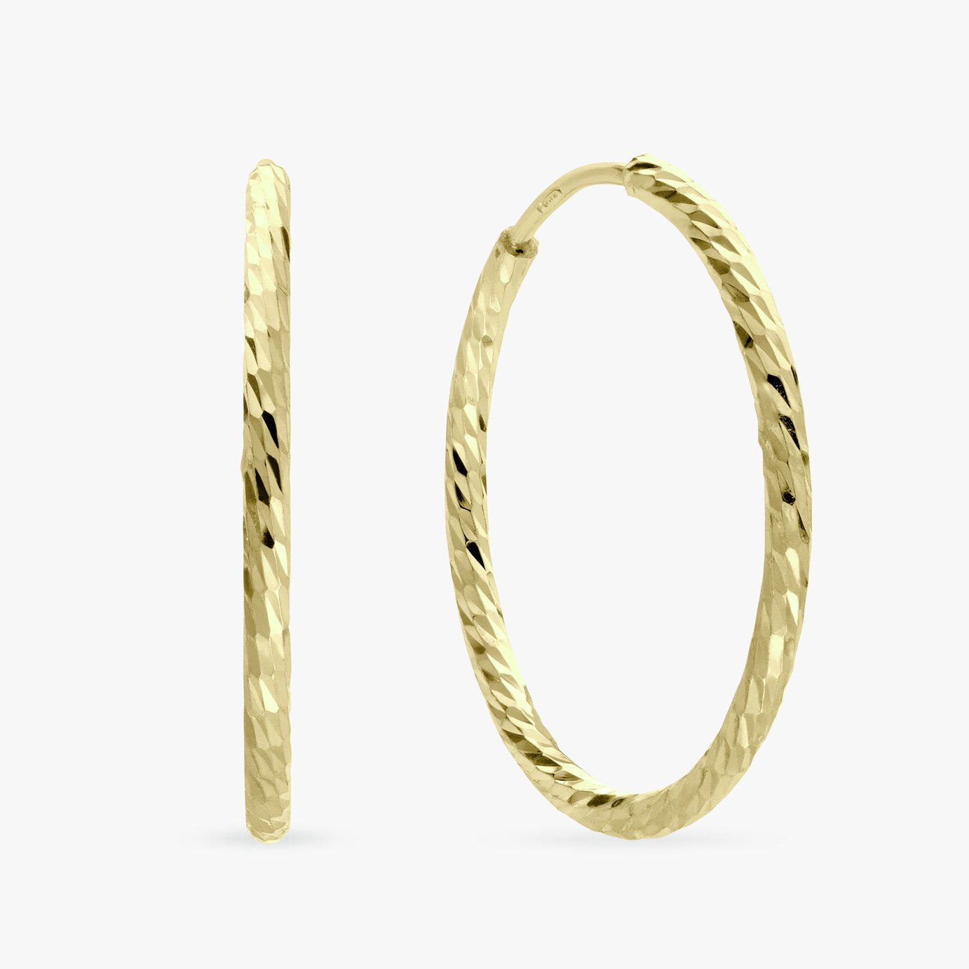 Revere 9ct Gold Plated Diamond Cut Sleeper Hoop Earrings