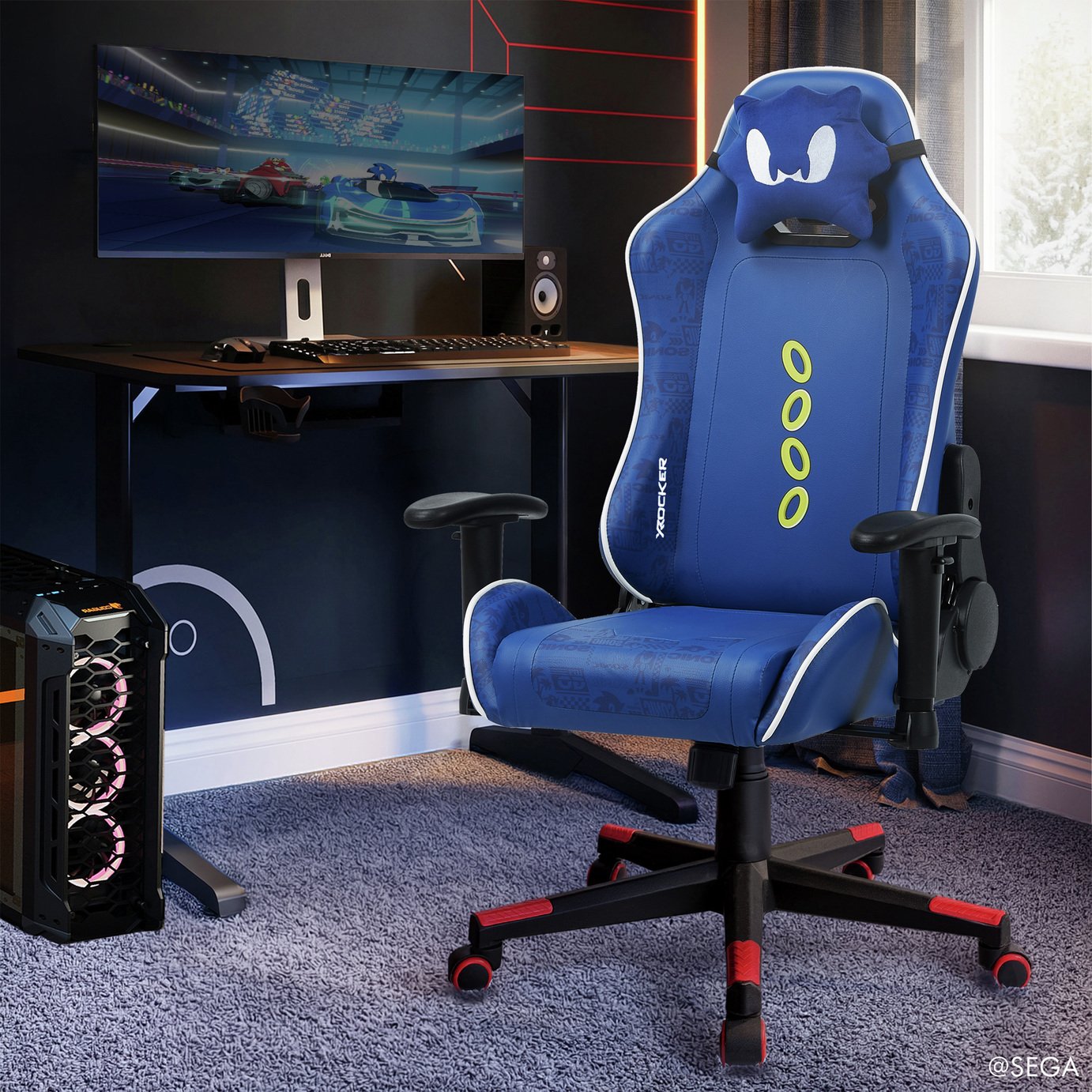 X Rocker Sonic Tournament Gaming Office chair - Blue