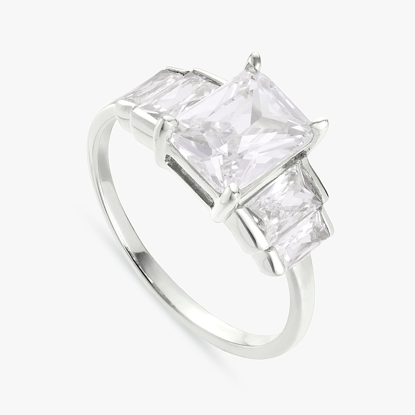 Revere Sterling Silver 5 Stone Radiant Cut Ring - Small