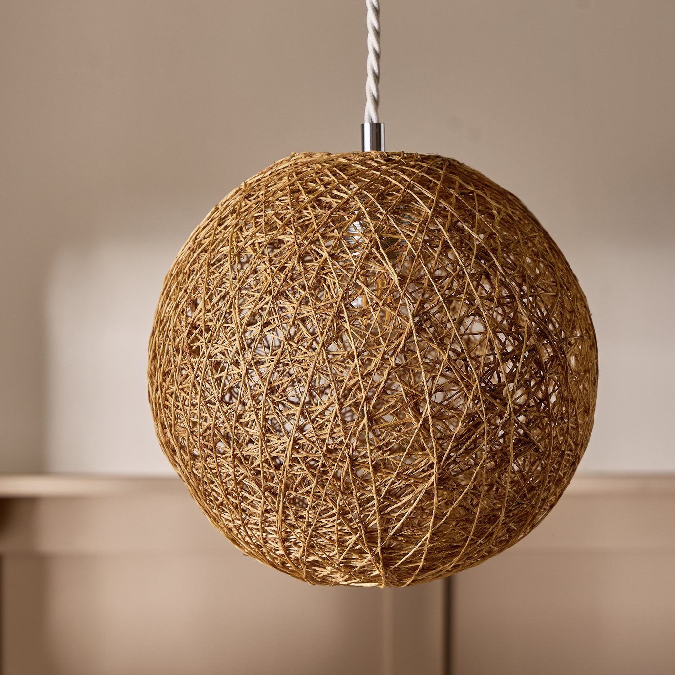 Argos Home Natural Hemp Ball Easy Fit Lampshade - 24.5cm