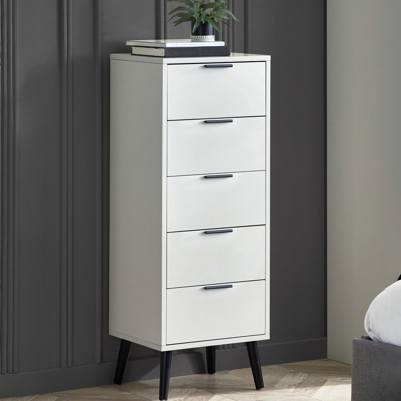 Julian Bowen Alba 5 Drawer Chest - Light Grey