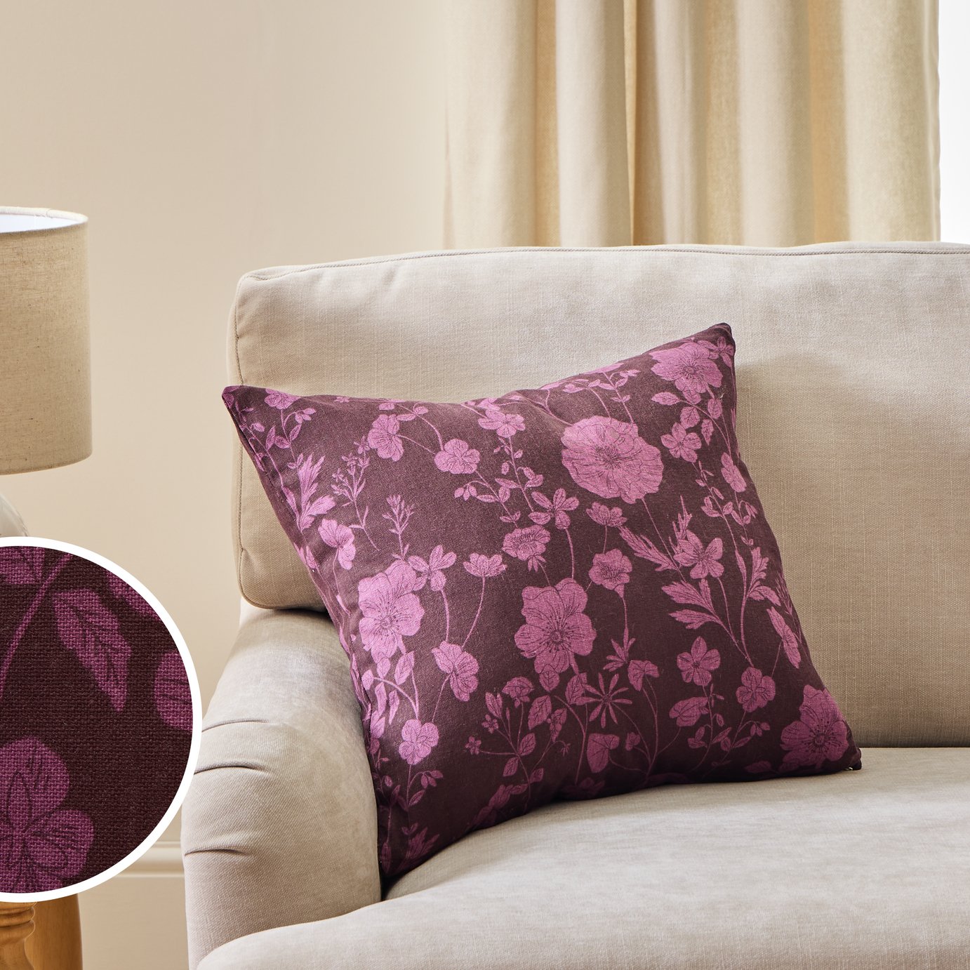 Argos Home Floral Print Cushion - 43x43cm
