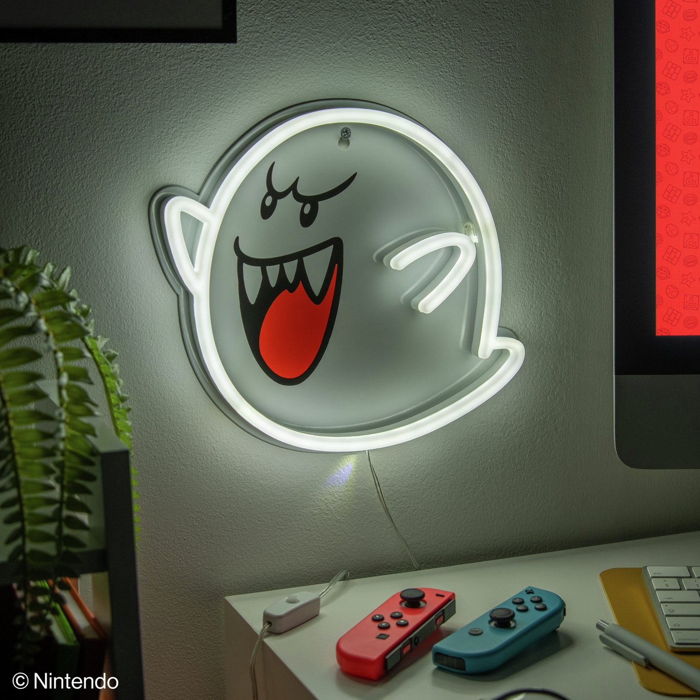 Super Mario Boo Wall Mountable LED Neon Light - White