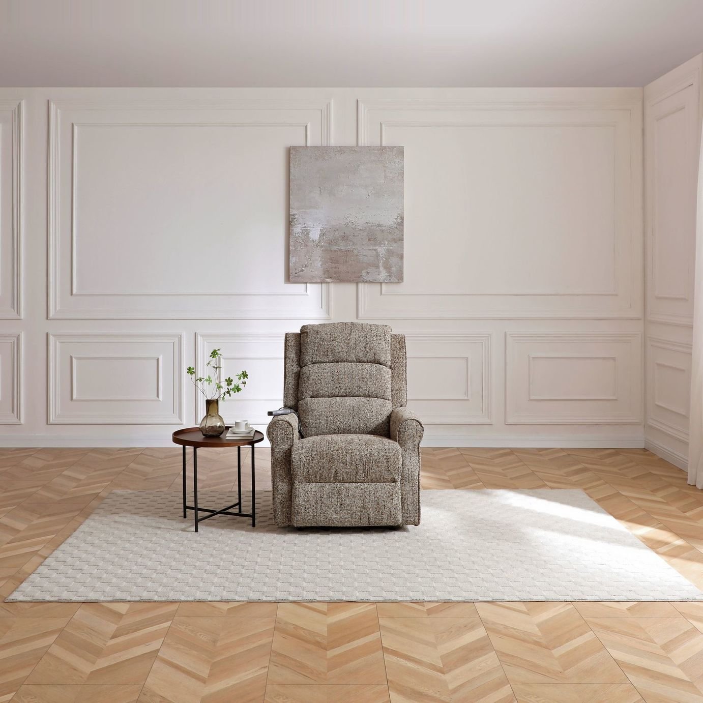 Kyoto Betsy Fabric Power Recliner Chair - Fawn