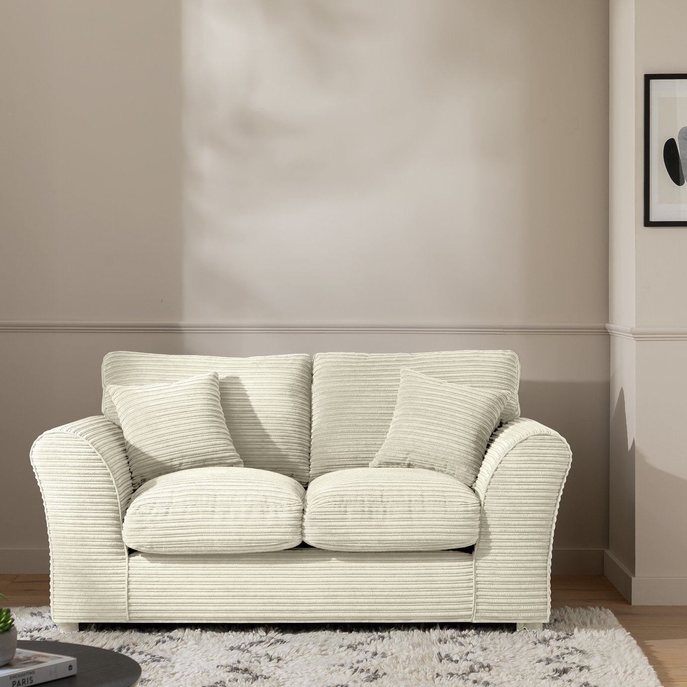 Argos Home Harry Cord  2 Seater Sofa - Stone