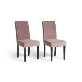 Argos Home Pair of Midback Velvet Dining Chairs - Blush
