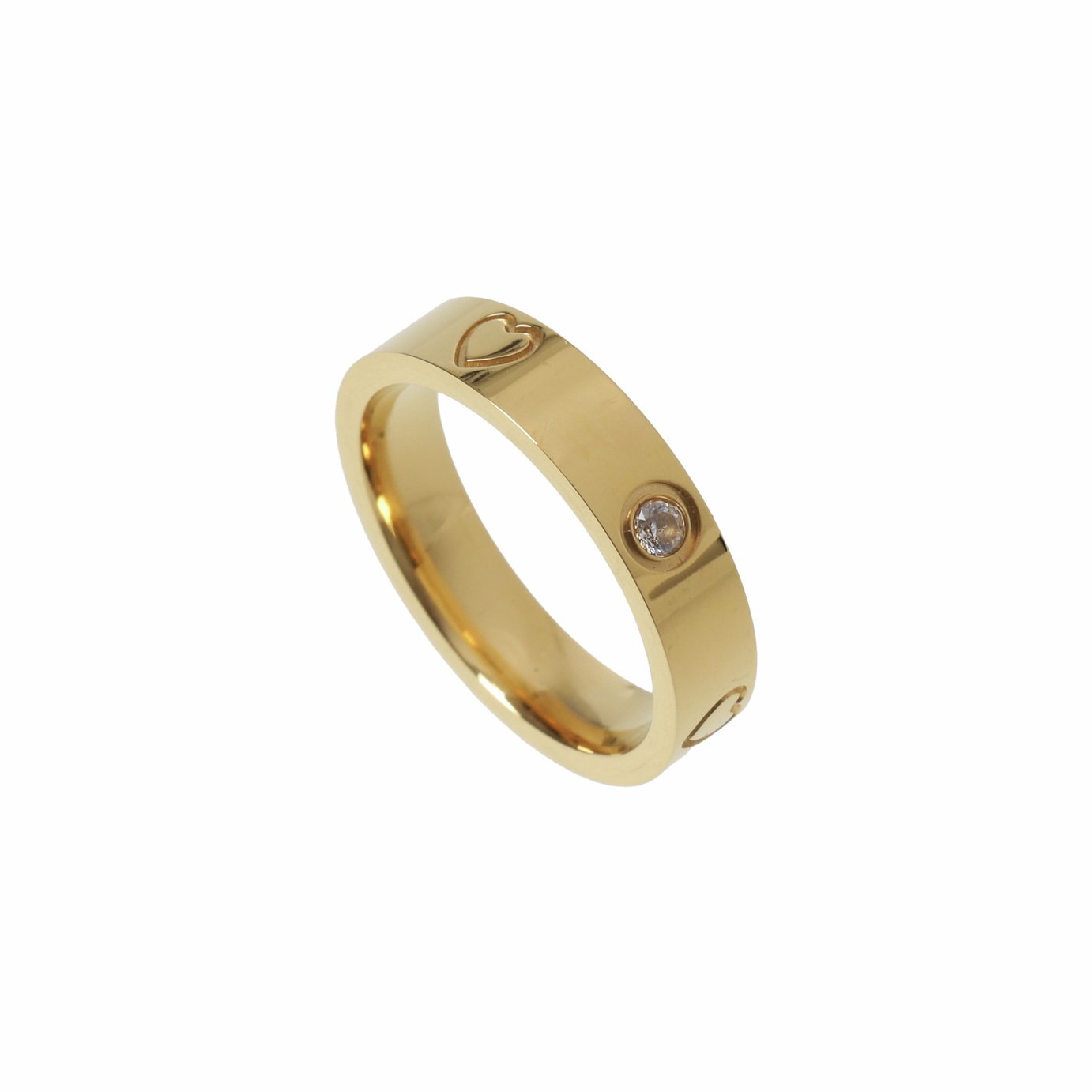 Freedom Gold-tone Stainless Steel Heart Ring Large