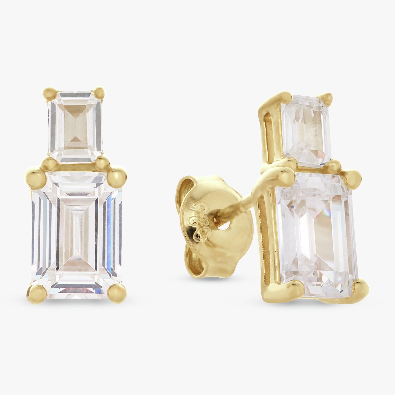 Revere Gold Plated Silver Stacked Stones Stud Earrings