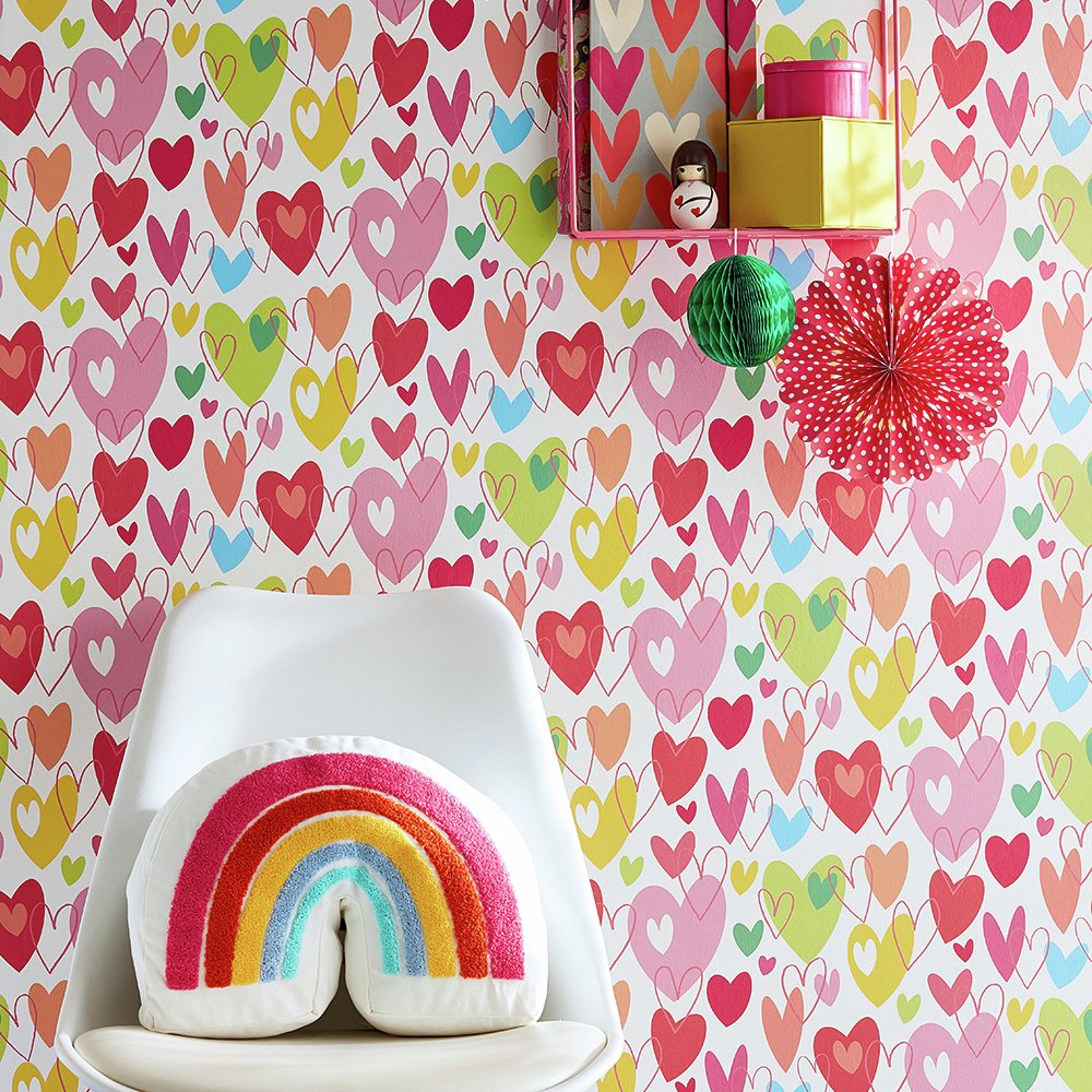 Ohpopsi Pop Hearts Tutti Frutti Multicolour Wallpaper
