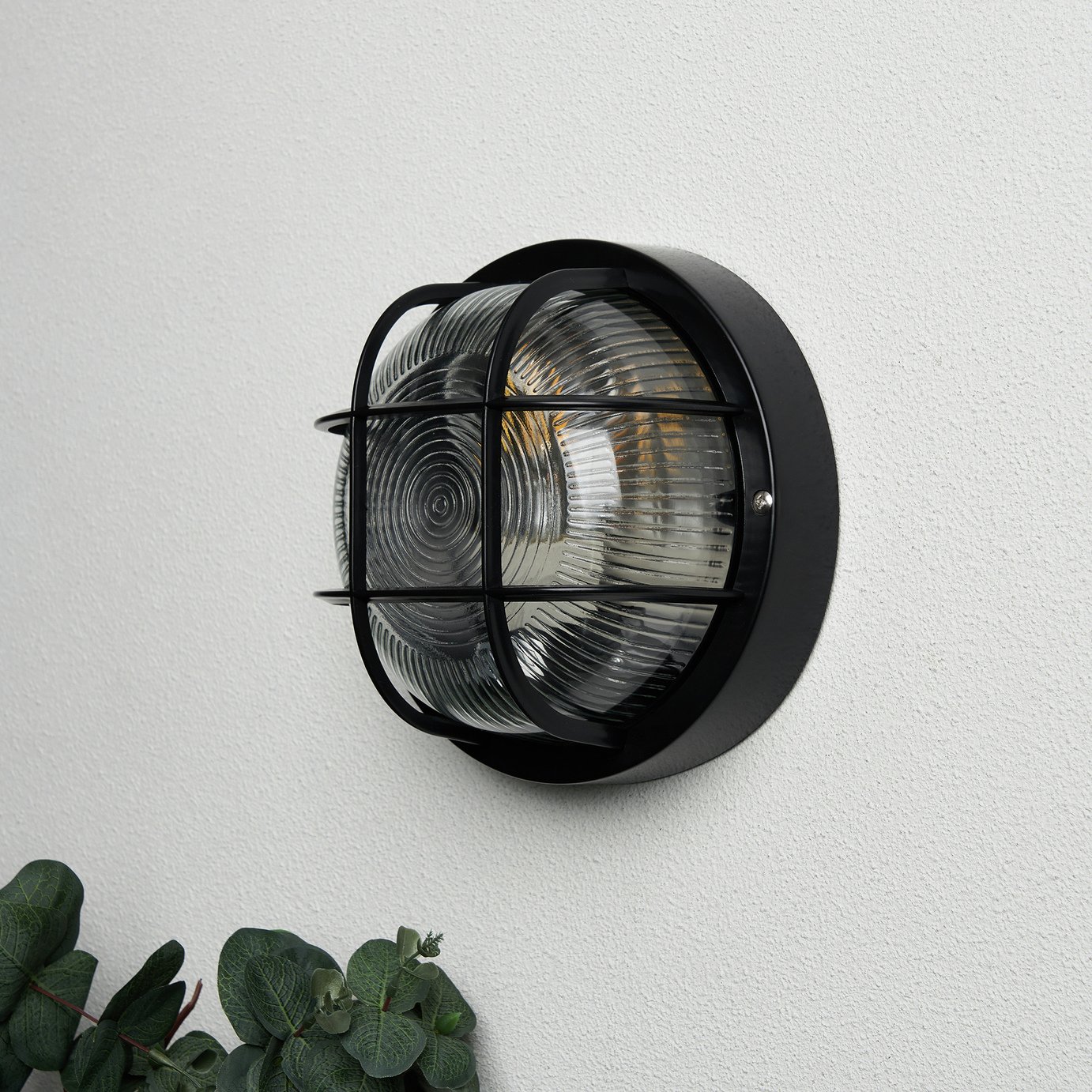 Coast IP44 Black Outdoor Round Caged Bulkhead