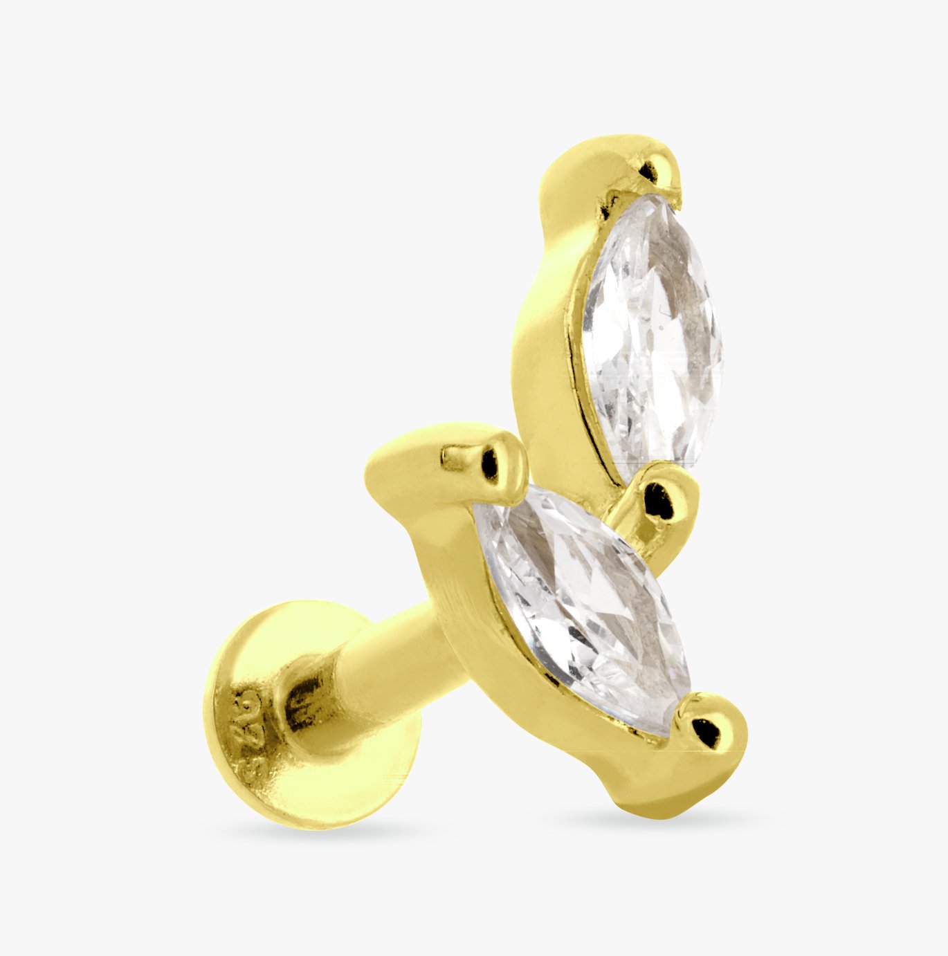 Revere Sterling Silver Marquise 2 Stone Flatback Earring