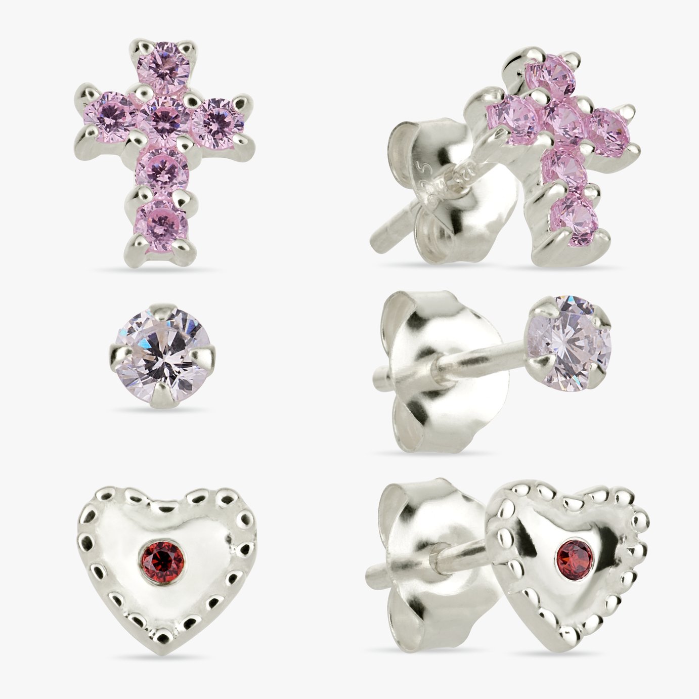 Revere Kids Sterling Silver Stud Earrings - Pack of 3