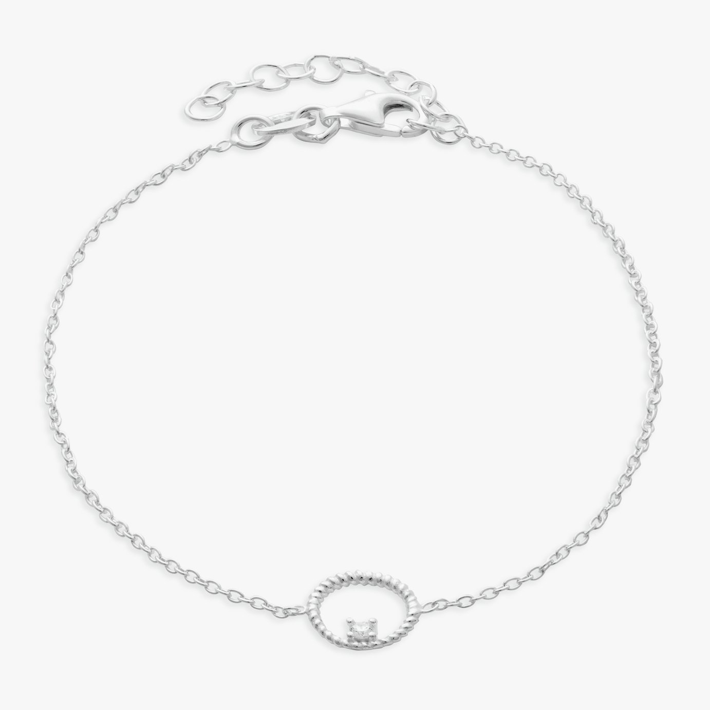 Revere Sterling Silver Cubic Zirconia Circle Charm Bracelet