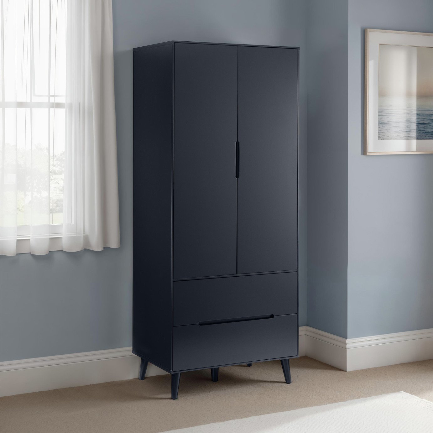 Julian Bowen Alicia 2 Door 2 Drawer Wardrobe - Anthracite